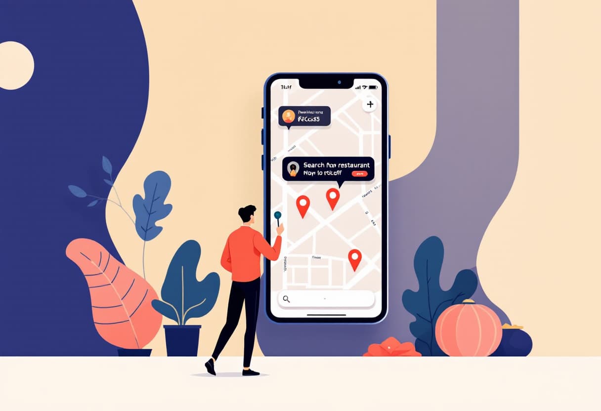 Búsqueda de un restaurante en el mapa del móvil