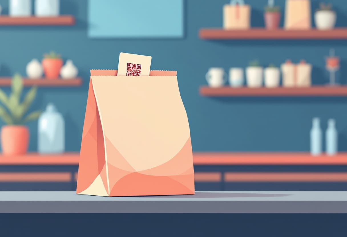 A QR code in a takeaway bag