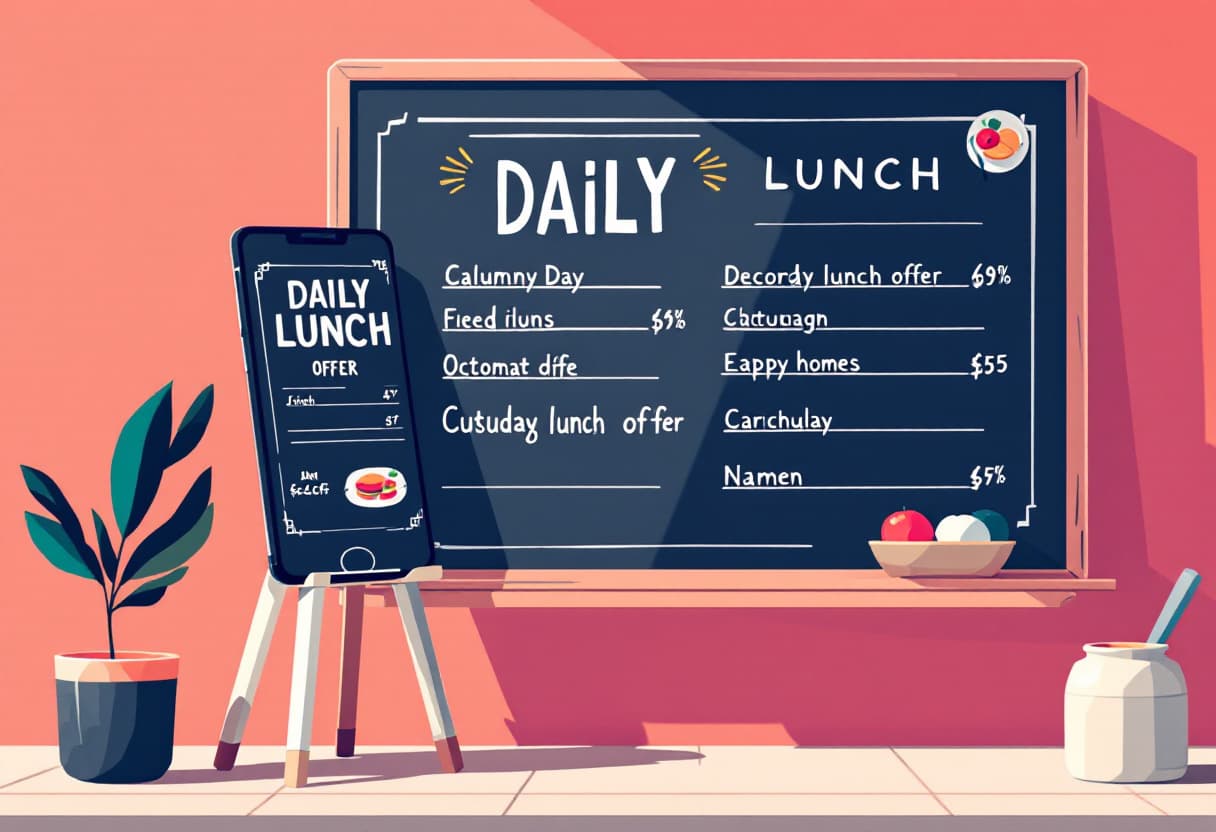 A lunch-of-the-day board outside a restaurant