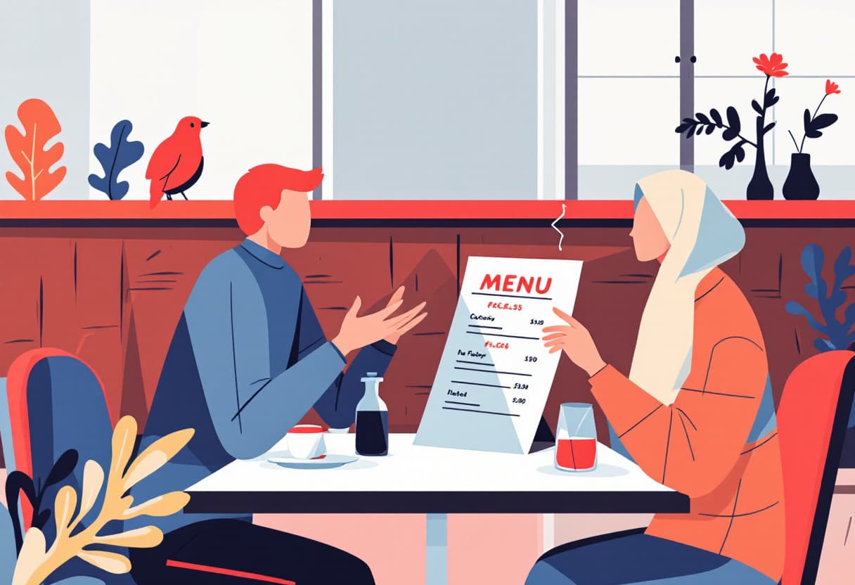 Prices on a restaurant menu