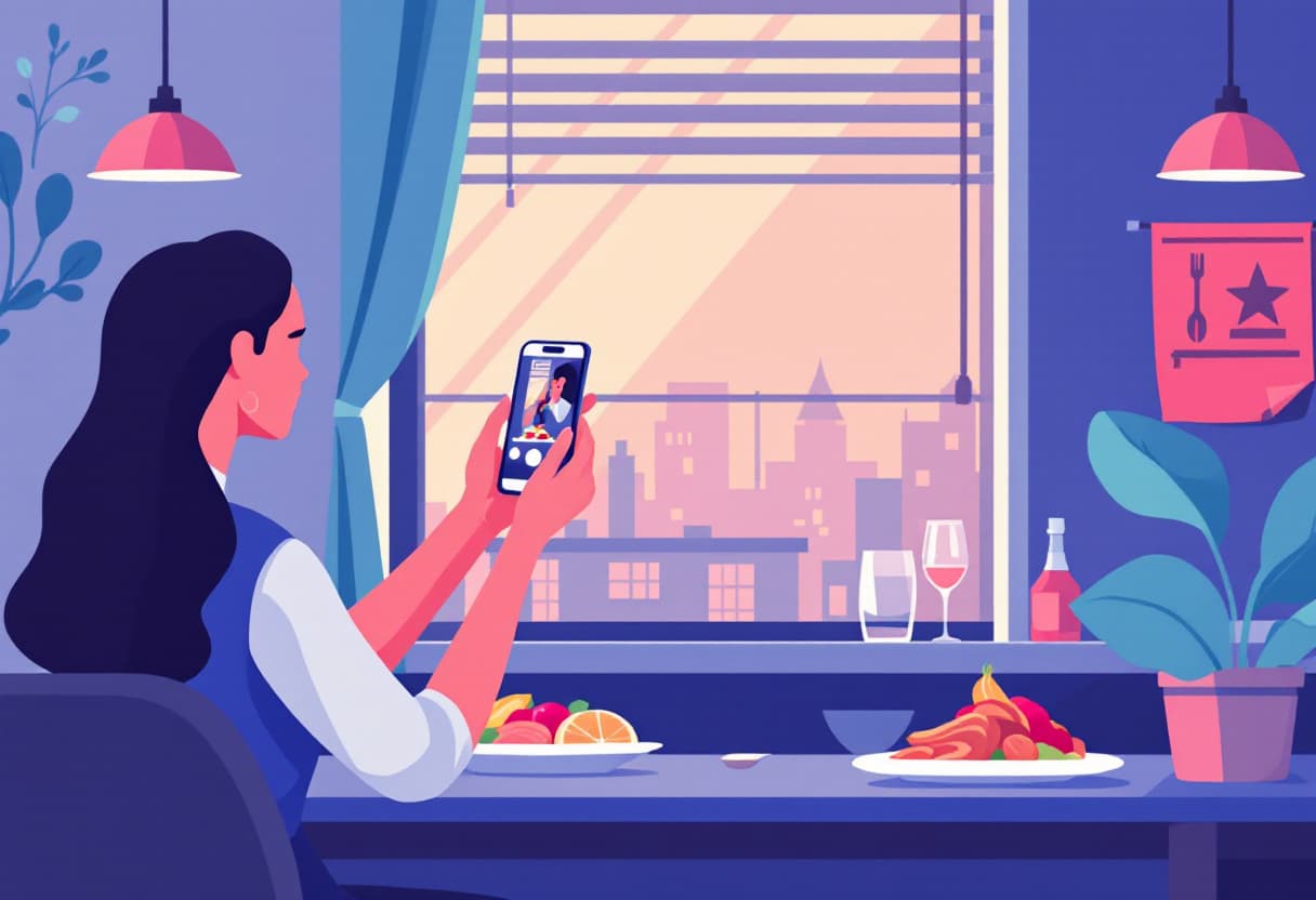 Shooting a dish on a phone in a restaurant