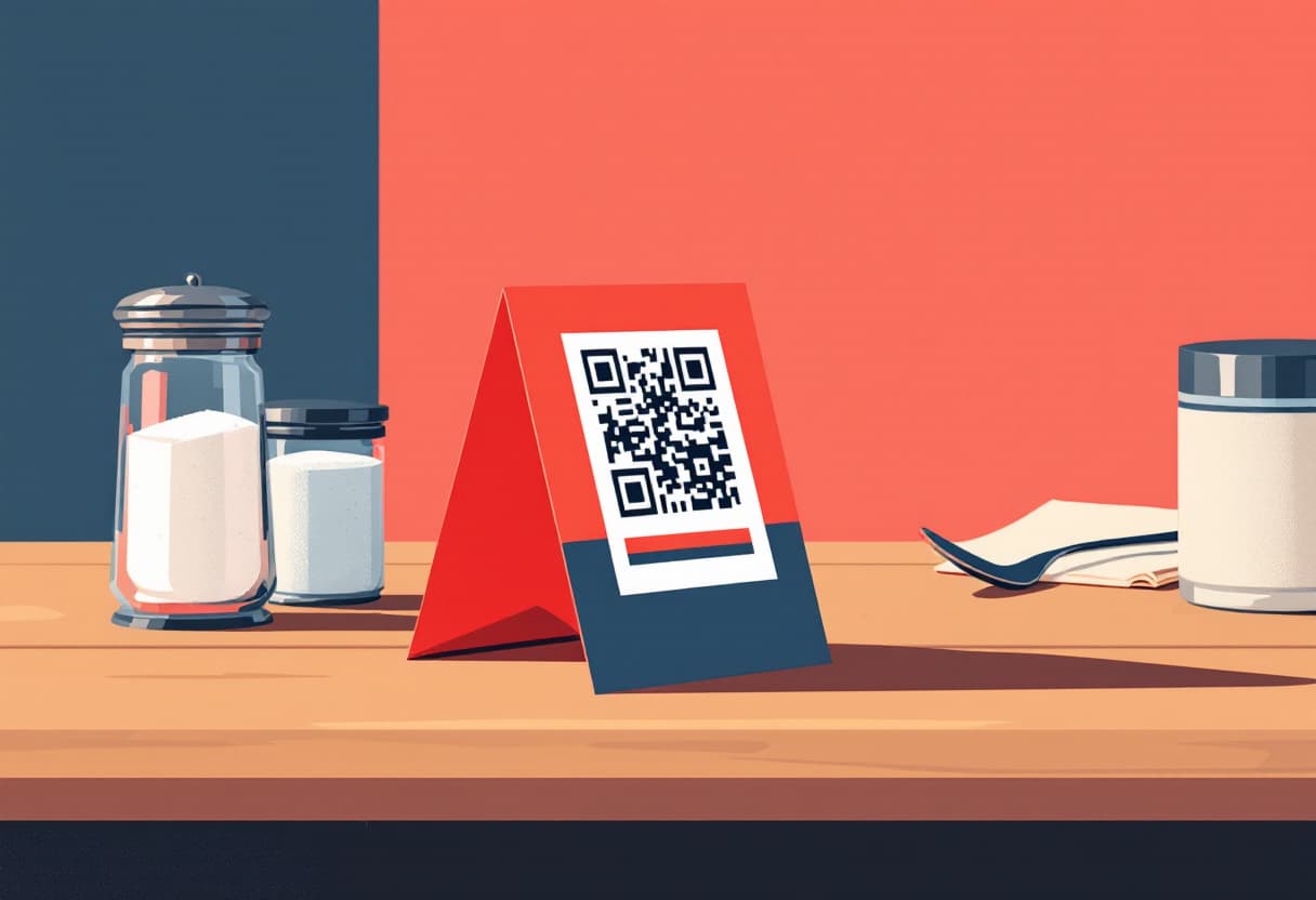 Código QR para restaurantes impreso en una plantilla de mesa